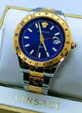 Versace Hellenyium GMT Blue Dial Two Tone Steel Strap Watch for Men - V11060017