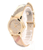 Burberry The City Gold Dial Haymarket Brown Leather Strap Watch for Women - BU9219