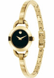 Movado Rondiro 22mm Black Dial Yellow Gold Steel Strap Watch For Women - 0606888