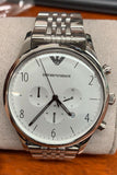 Emporio Armani Classic Chronograph Silver Dial Silver Steel Strap Watch For Men - AR1879