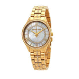 Michael Kors Lauryn Mother of Pearl White Dial Gold Steel Strap Watch for Women - MK3899