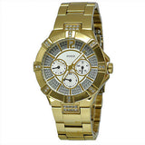 Guess Vista Diamonds Gold Dial Gold Steel Strap Watch for Women - W13573L1