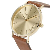 Coach Perry Analog Gold Dial Brown Leather Strap Watch for Women - 14503331-C