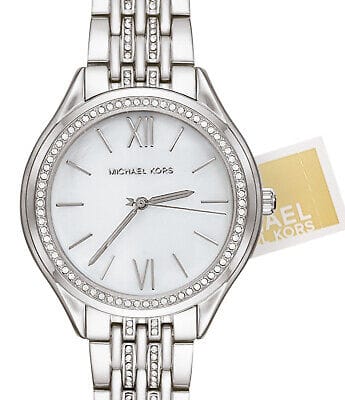 Michael Kors Mindy White Dial Silver Steel Strap Watch For Women - MK7075