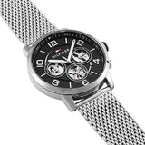 Tommy Hilfiger Chronograph Black Dial Silver Mesh Bracelet Watch for Men - 1791292