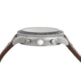 Fossil Sport Tourer Chronograph White Dial Brown Leather Strap Watch for Men - FS6042