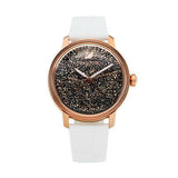 Swarovski Crystalline Hours Quartz Grey Dial Black Leather Strap Watch for Women - 5344635