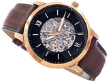 Fossil Neutra Automatic Skeleton Black Dial Brown Leather Strap Watch for Men - ME3195