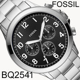 Fossil Pilot Chronograph Black Dial Silver Steel Strap Watch for Men - FS5141