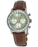 Breitling Navitimer B01 Chronograph 41 Green Dial Brown Leather Strap Watch for Men - AB0139211L1P1