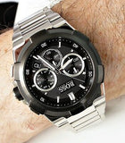 Hugo Boss Supernova Chronograph Black Dial Silver Steel Strap Watch for Men - 1513359