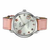 Coach Delancey White Dial Pink Leather Strap Watch for Women - 14502799