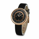 Swarovski Crystalline Pure Black Dial Black Leather Strap Watch for Women - 5275043