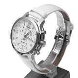 Tissot PRC 200 Chronograph White Dial White Leather Strap Watch For Men - T055.417.16.017.00