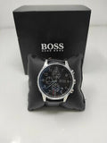 Hugo Boss Navigator Black Dial Black Leather Strap Watch for Men - 1513678