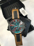 Diesel Mega Chief Quartz Black Dial Two Tone Leather Strap Watch For Men - DZ4305