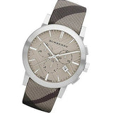 Burberry The City Smoke Dial Checked Brown Leather Strap Watch for Men - BU9358