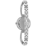 Bulova Crystal Black Mother of Pearl Dial Silver Steel Strap Watch for Women - 96L224