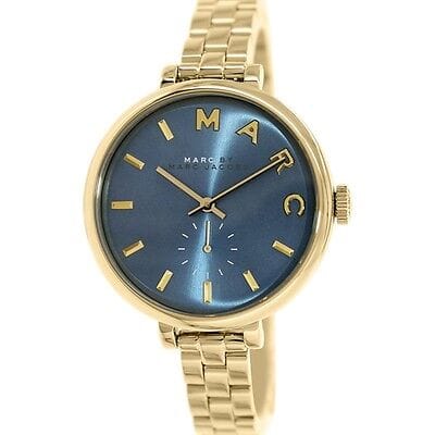 Marc Jacobs Sally Blue Dial Gold Steel Strap Watch for Women - MBM3366