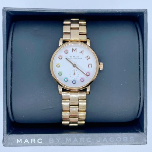 Marc Jacobs Baker Dexter White Dial Rose Gold Steel Strap Watch for Women - MBM3443