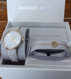 Michael Kors Pyper Quartz Silver Dial White Leather Strap Watch For Women - MK1037