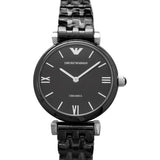 Emporio Armani Ceramica Black Dial Black Ceramic Strap Watch For Women - AR1487