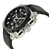 Diesel BAMF Chronograph Black Dial Black Leather Strap Watch For Men - DZ7345