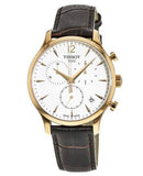 Tissot T Classic Tradition Chronograph White Dial Brown Leather Strap Watch For Men - T063.617.36.037.00