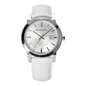 Burberry The City White Dial White Leather Strap Watch for Women - BU9128