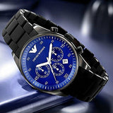 Emporio Armani Sportivo Chronograph Blue Dial Black Strap Watch For Men - AR5921