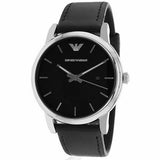 Emporio Armani Classic Quartz Black Dial Black Leather Strap Watch For Men - AR1865