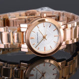 Burberry The City White Dial Rose Gold Steel Strap Watch for Women - BU9204