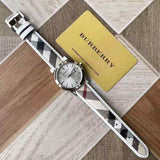 Burberry The City Silver Dial Brown Leather Strap Watch for Women - BU9136