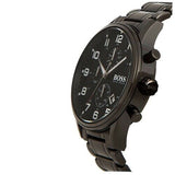 Hugo Boss Chronograph Black Dial Black Steel Strap Watch for Men - 1513180