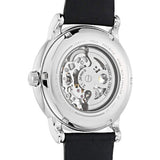 Emporio Armani Meccanico Silver Skeleton Dial Black Leather Watch For Men - AR1997