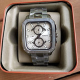 Fossil Inscription Multifunction Silver Dial Grey Steel Strap Watch for Men - BQ2657