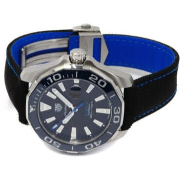 Tag Heuer Aquaracer Calibre 5 Automatic Black Dial Black Nylon Strap Watch for Men - WAY201C.FC6395