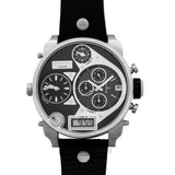 Diesel Mr Daddy Chronograph White Dial Black Leather Strap Watch For Men - DZ7125