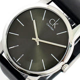 Calvin Klein City Grey Dial Black Leather Strap Watch For Men - K2G21107