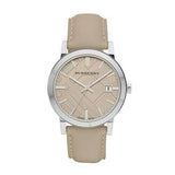 Burberry The City Silver Dial Beige Leather Strap Unisex Watch - BU9010