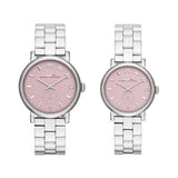 Marc Jacobs Baker Pink Dial Silver Stainless Steel Strap Watch for Women - MBM3280