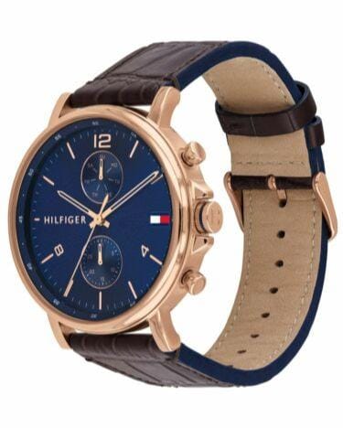 Tommy Hilfiger Daniel Blue Dial Brown Leather Strap Watch for Men - 1710418