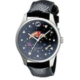 Gucci G-Timeless Moonphase Black Dial Black Leather Strap Watch For Men - YA1264045