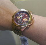 Marc Jacobs Rock Chronograph Red Mother of Pearl Dial Rose Gold Stainless Steel Strap Unisex Watch - MBM3251