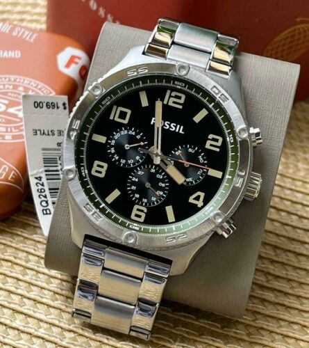 Fossil Brox Multifunction Black Dial Silver Steel Strap Watch for Women - BQ2797