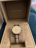 Burberry Classic Champagne Gold Dial Horseferry Leather Strap Watch for Women - BU10104