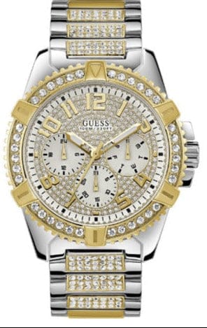 Guess Frontier Chronograph Crystals Silver Dial Two Tone Steel Strap Watch for Men - W0799G4