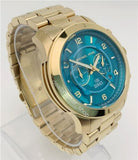 Michael Kors Runway Stop Hunger Blue Dial Gold Steel Strap Watch for Men - MK8315