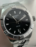 Tissot PR 100 Sport Quartz Black Dial Silver Steel Strap Watch For Men - T101.610.11.051.00