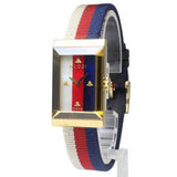 Gucci G-Frame Mother of Pearl Dial White Blue Red Nylon Strap Watch For Women - YA147405